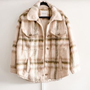 American Eagle Outfitters Plaid Jacket in Cream and Green